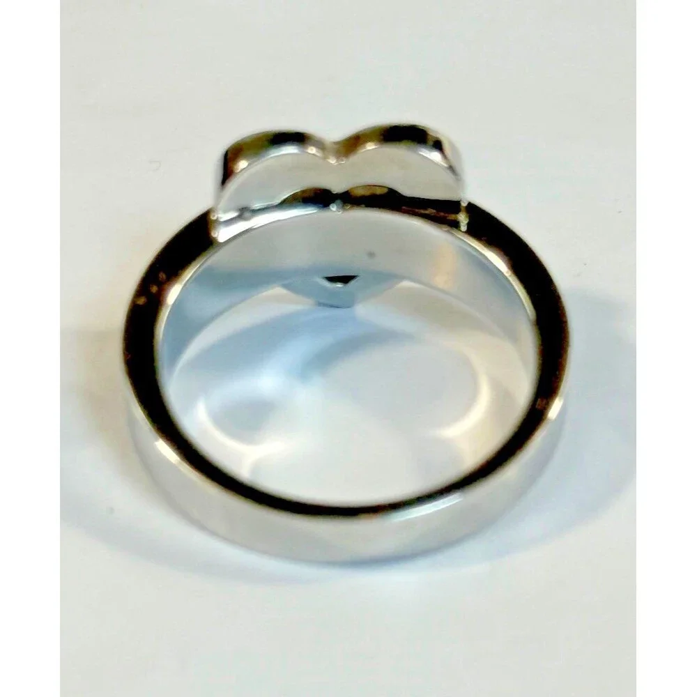 SMD Y2K Stainless Steel Crystal Heart Belt Buckle Ring Size 10 McBling